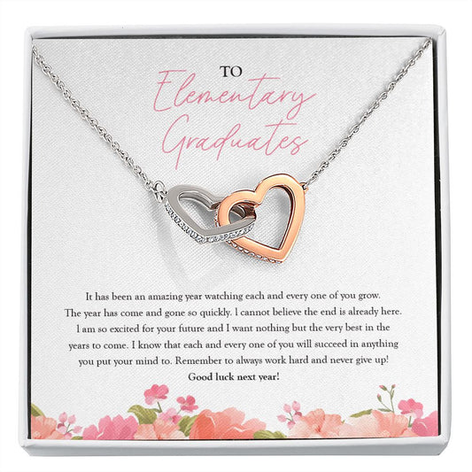 Work Hard And Never Give Up interlocking heart necklace front