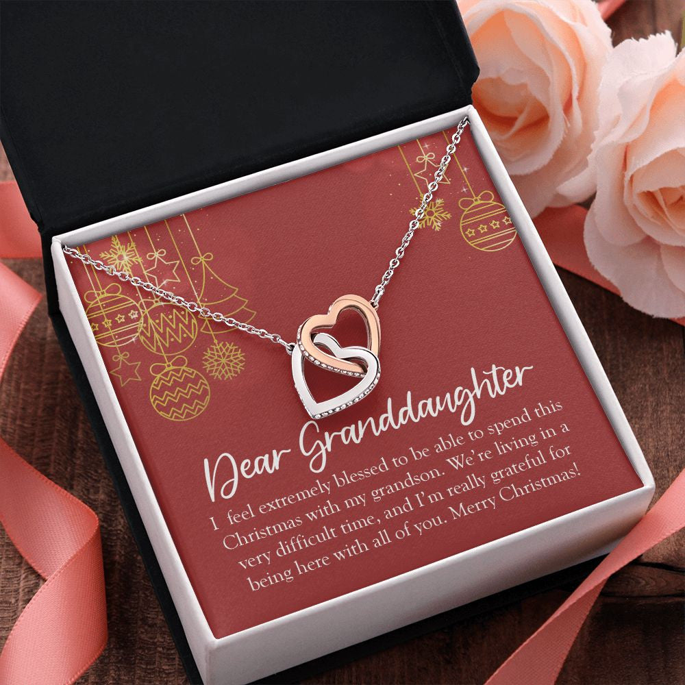 I Feel Extremely Blessed interlocking heart pendant pink flower