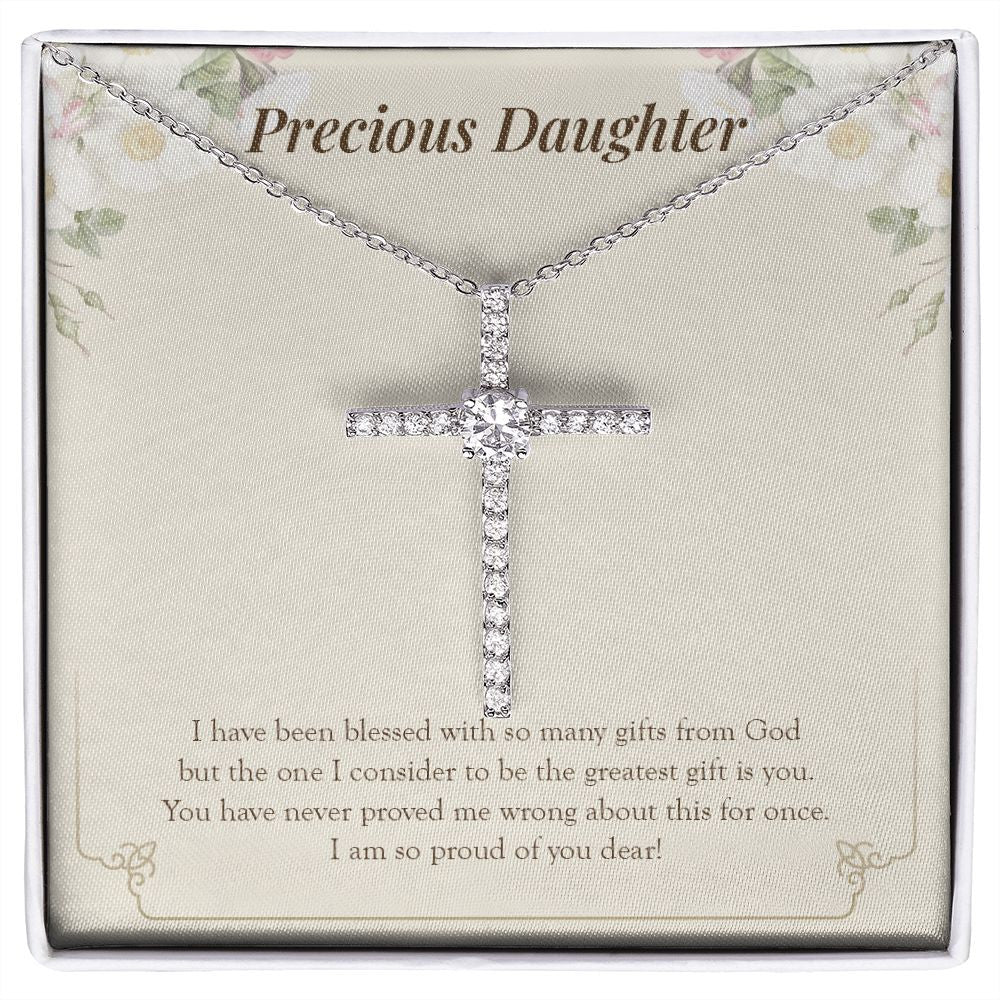 Greatest Gift From God cz cross necklace front