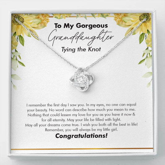 No One Can Equal love knot necklace front