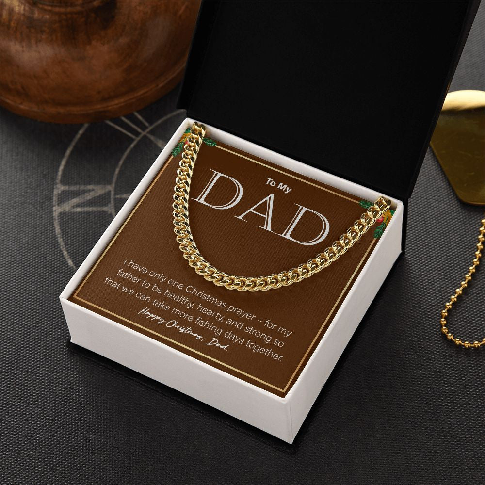 Take More Fishing Days Together cuban link chain gold box side view