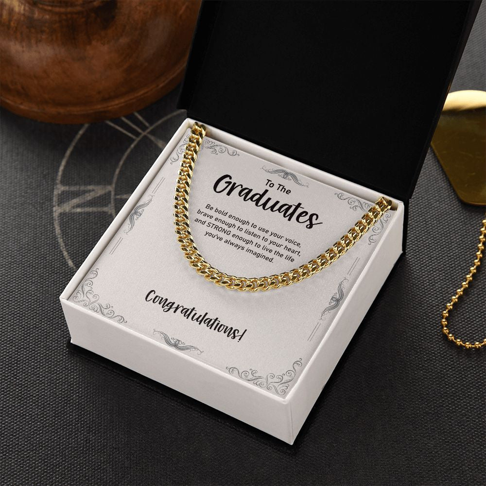 Listen To Your Heart cuban link chain gold box side view