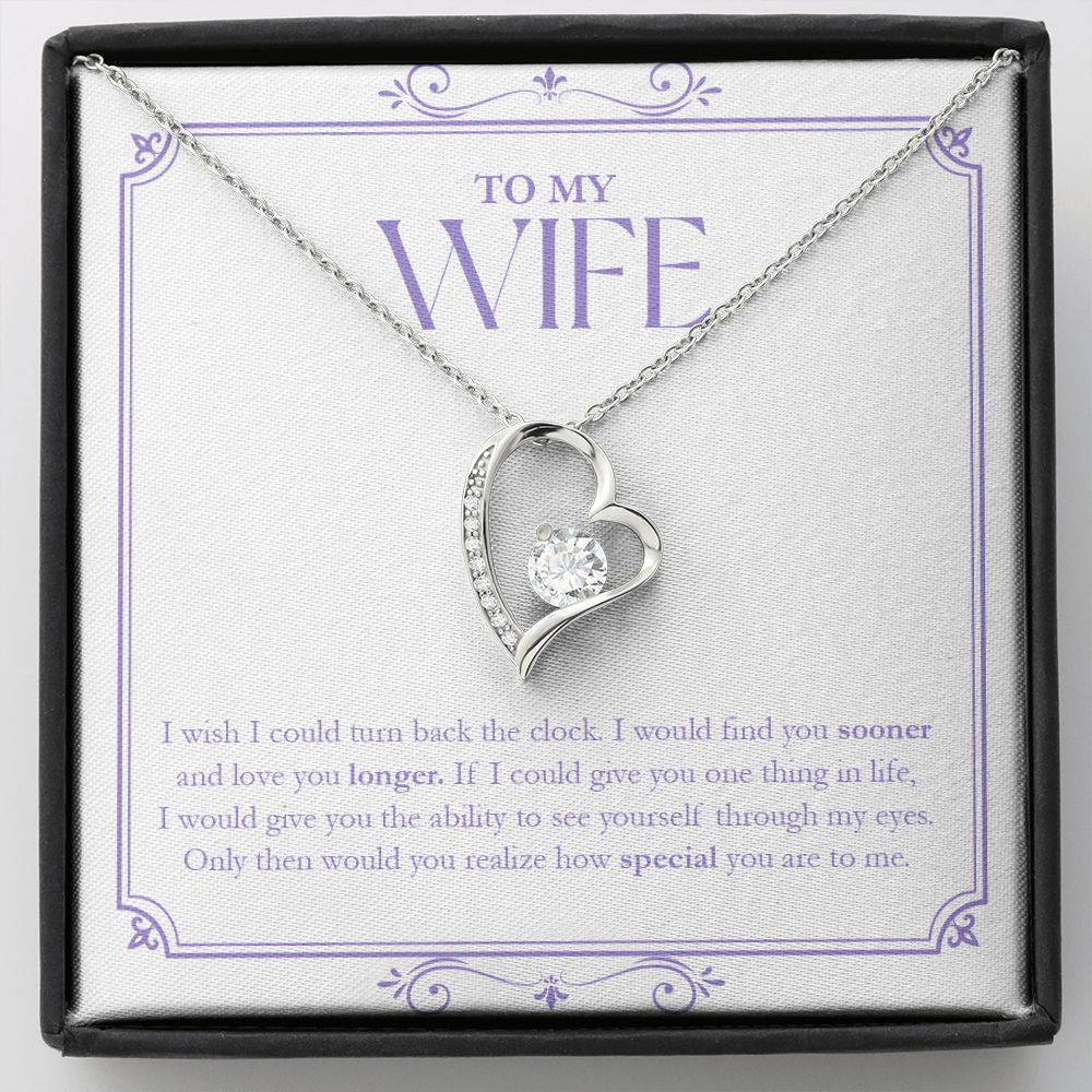 Turn Back the Clock forever love silver necklace front