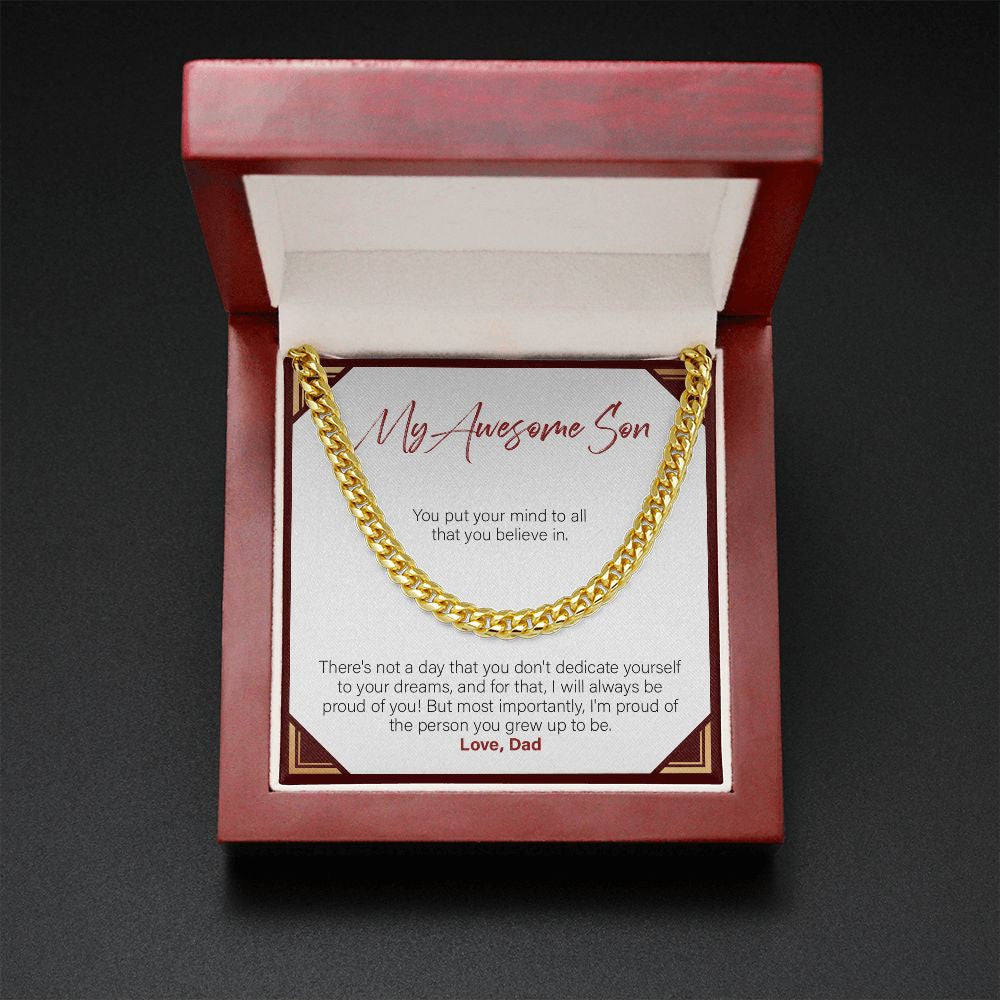Dedicating Yourself To Your Dream cuban link chain gold mahogany box led