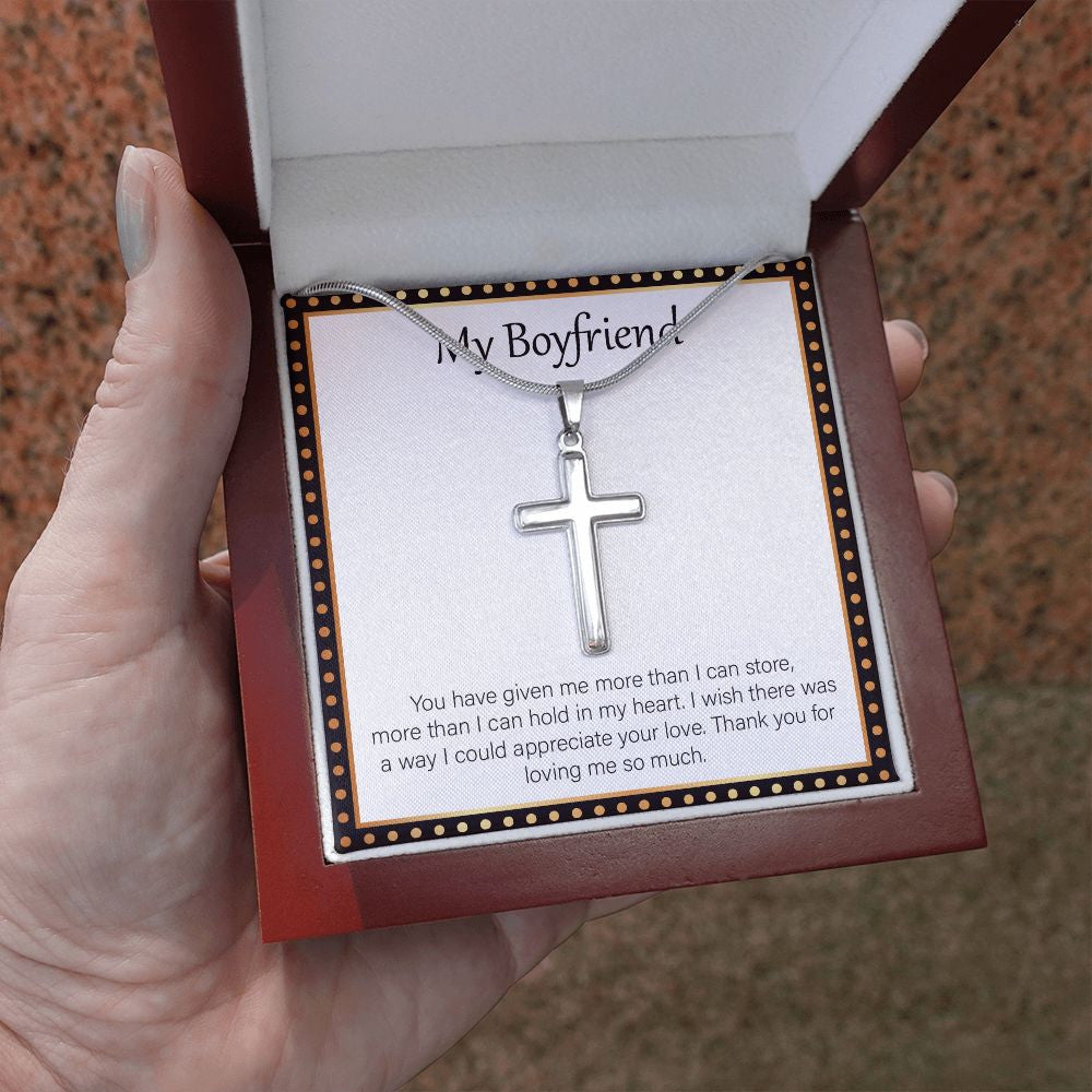 More Than In My Heart stainless steel cross luxury led box hand holding