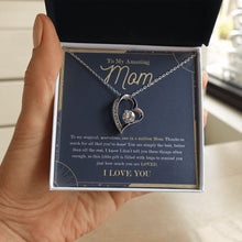 Load image into Gallery viewer, Simply the best forever love silver necklace in hand
