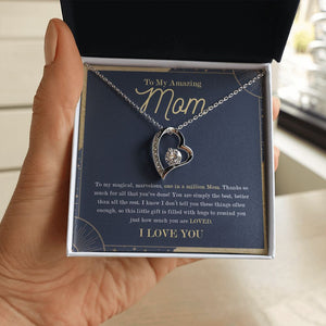 Simply the best forever love silver necklace in hand