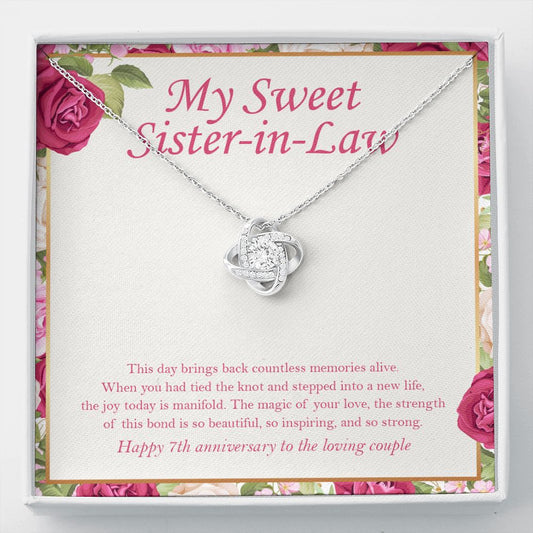 Stepped Into A New Life love knot necklace front