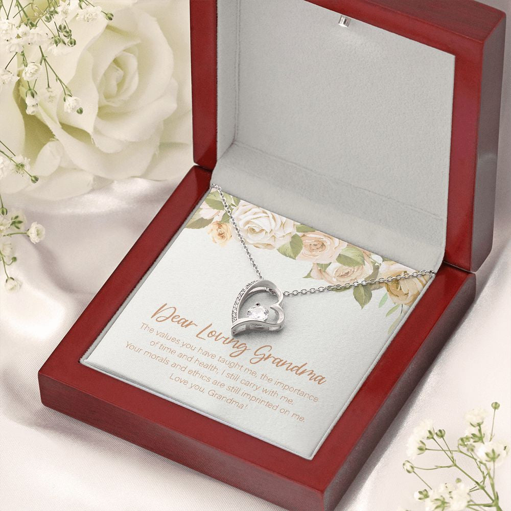 Moral And Ethics forever love silver necklace premium led mahogany wood box