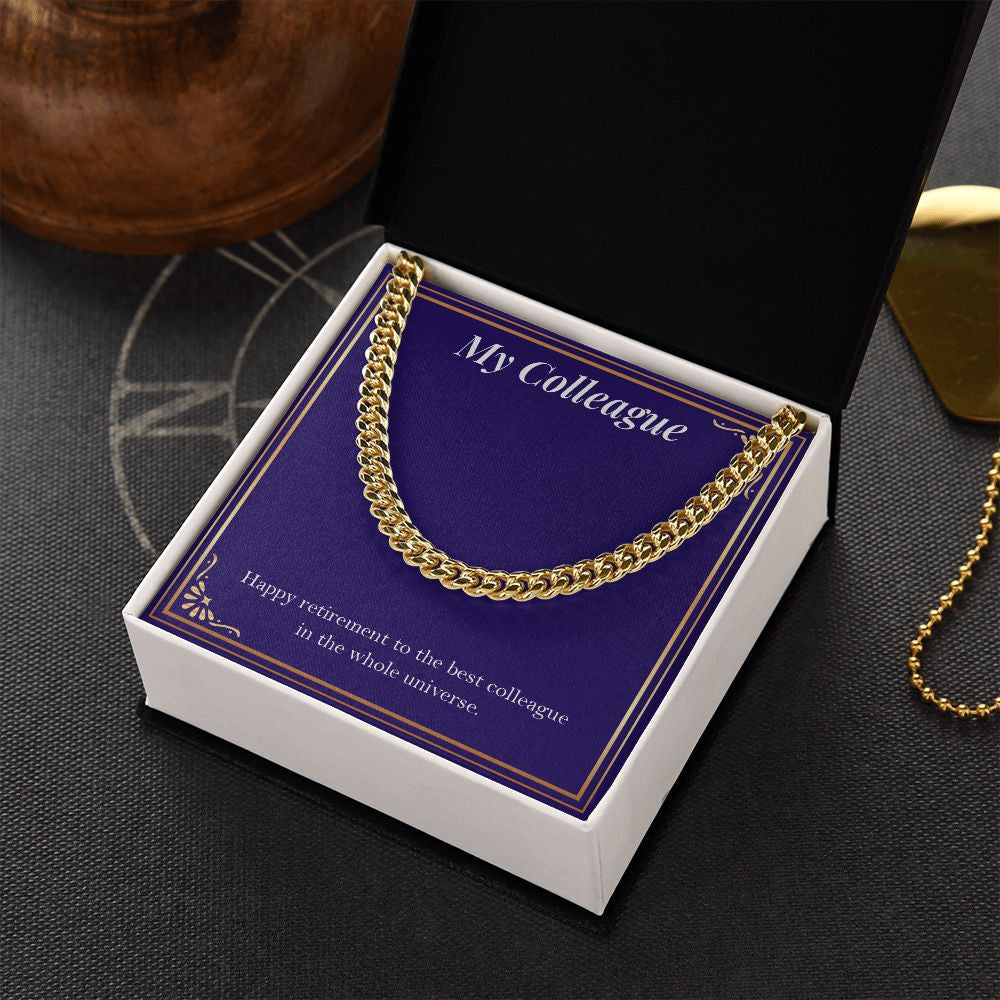The Best In The Whole Universe cuban link chain gold box side view