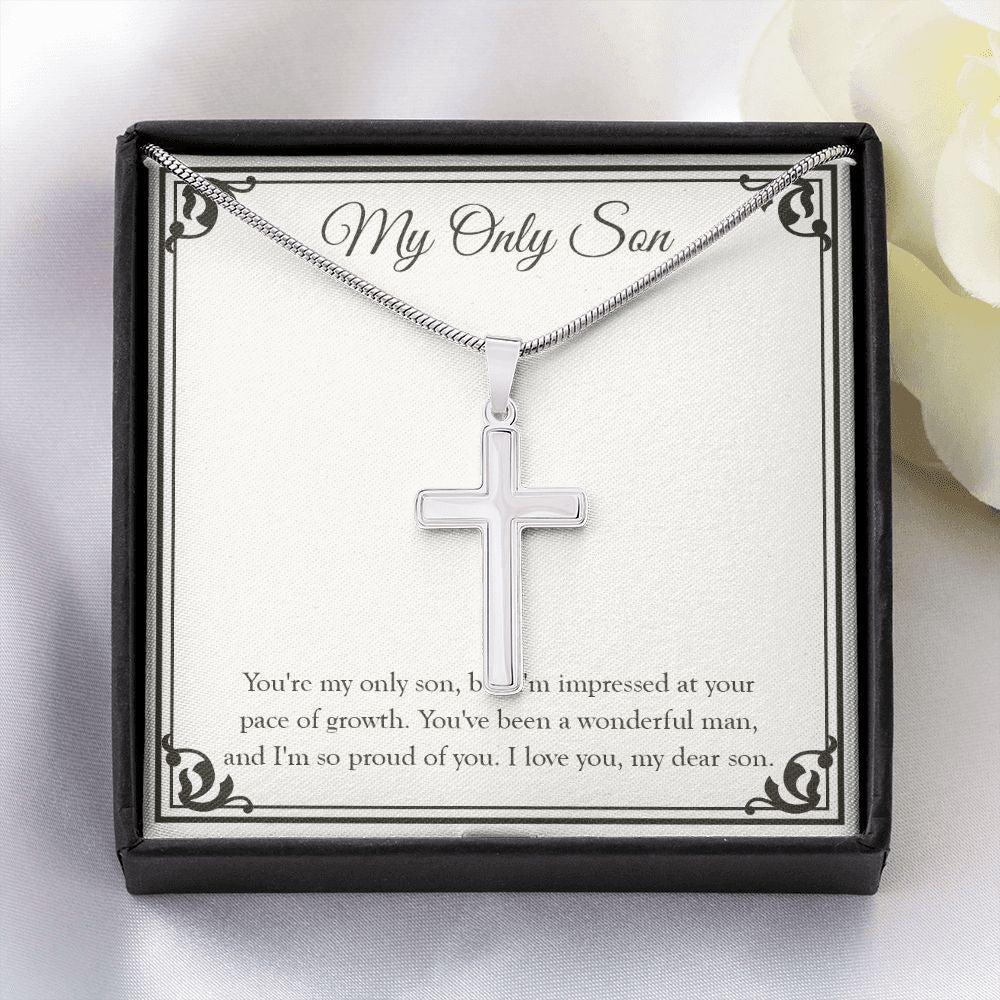 A Wonderful Man stainless steel cross yellow flower