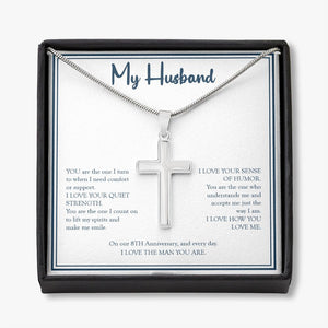 Just The Way I Am stainless steel cross necklace front