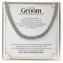 Load image into Gallery viewer, Love Is Not A Fairytale cuban link chain silver front
