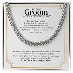 Love Is Not A Fairytale cuban link chain silver front