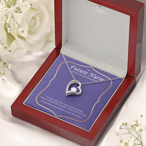 Just The Beginning forever love silver necklace premium led mahogany wood box