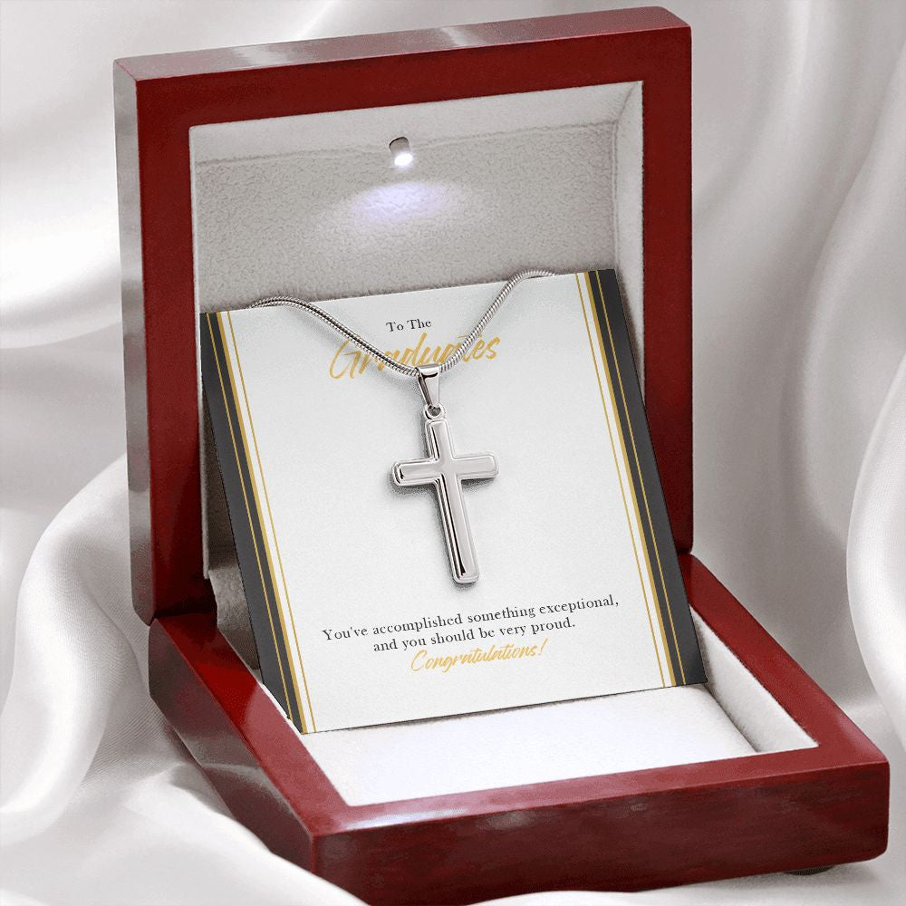 Something Exceptional stainless steel cross premium led mahogany wood box