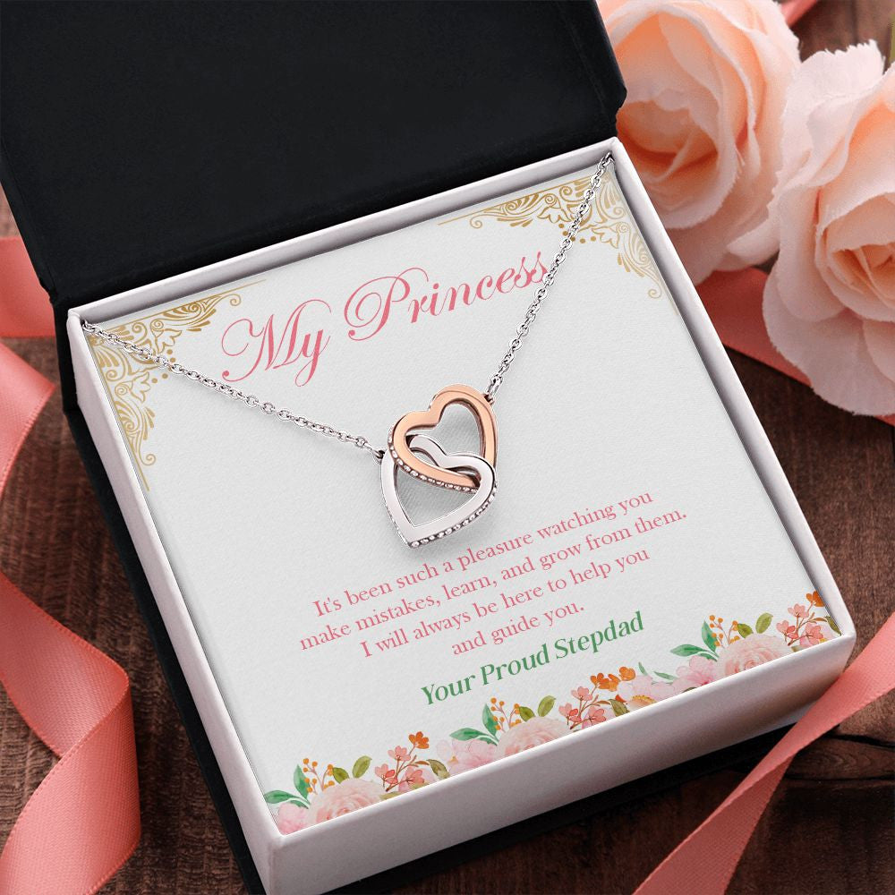 Always Be Here For You interlocking heart pendant pink flower