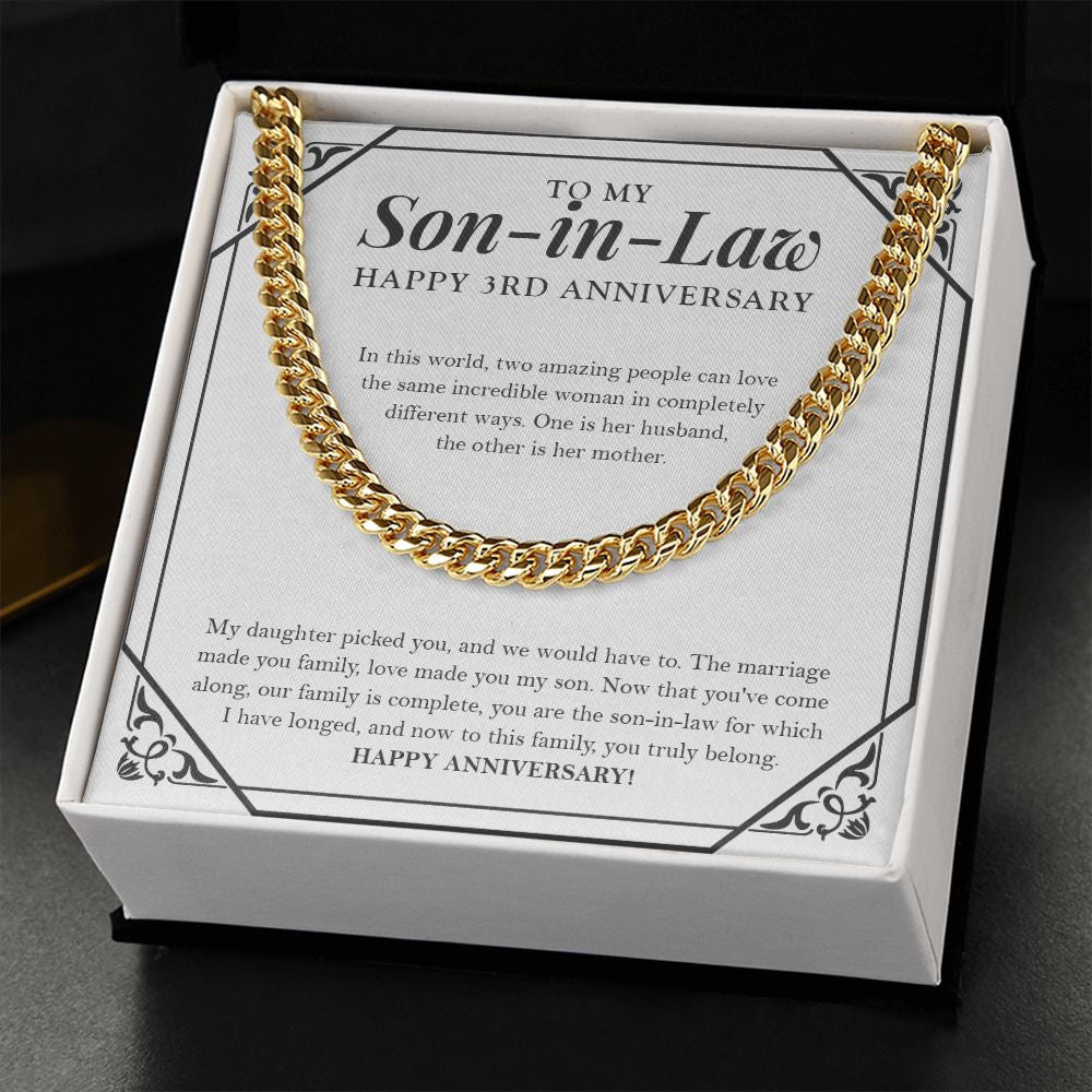 In Completely Different Ways cuban link chain gold standard box