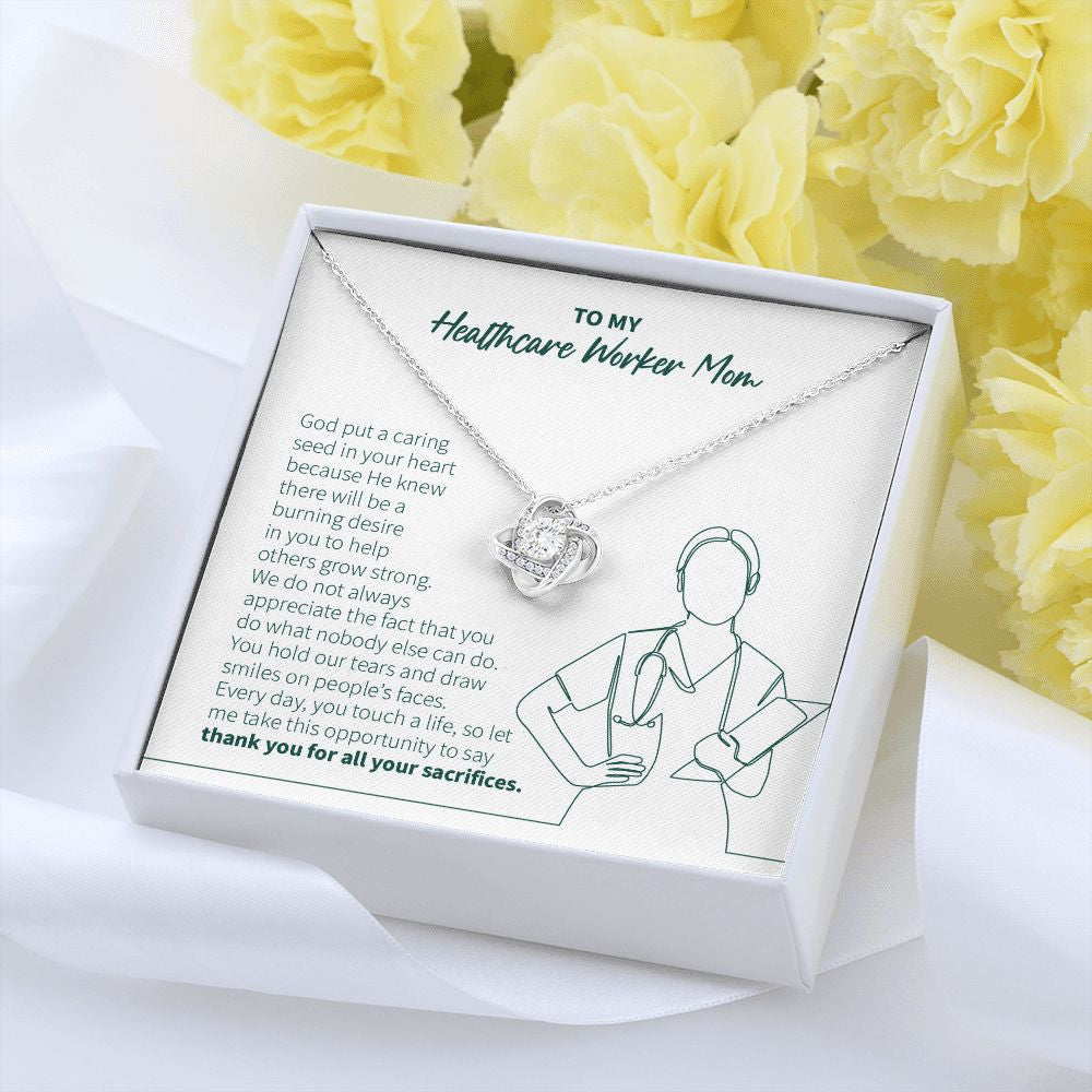 Caring Seed In Your Heart love knot pendant yellow flower
