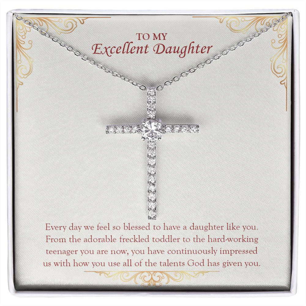 Every Day Is Blessed cz cross necklace front