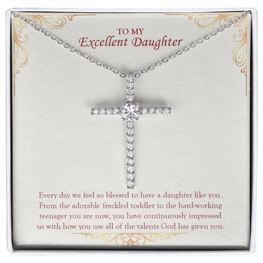 Every Day Is Blessed cz cross necklace front