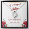 Outstandingly Incredible Woman forever love silver necklace front