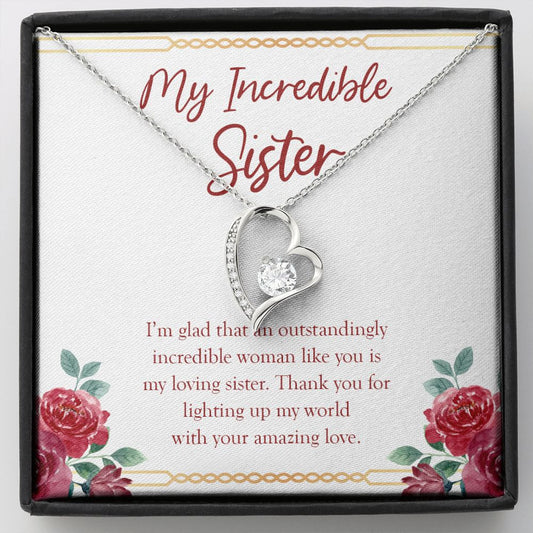 Outstandingly Incredible Woman forever love silver necklace front