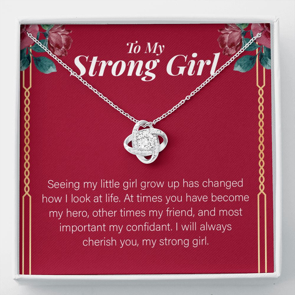 Always Cherish You love knot necklace front