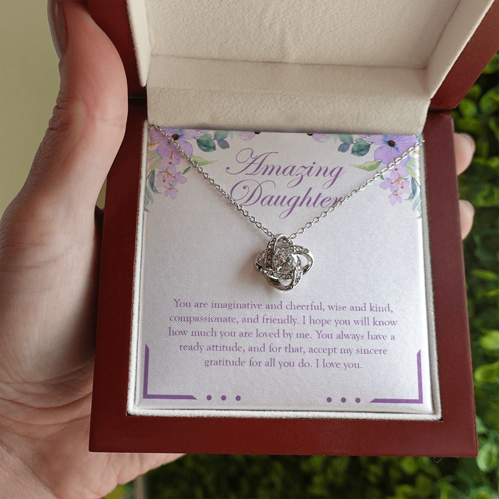 Always Have A Ready Attitude love knot necklace luxury led box hand holding