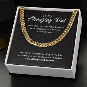 Stability in my Life cuban link chain gold standard box
