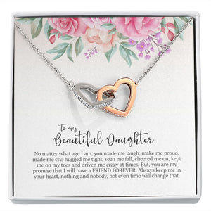 Friend Forever interlocking heart necklace front