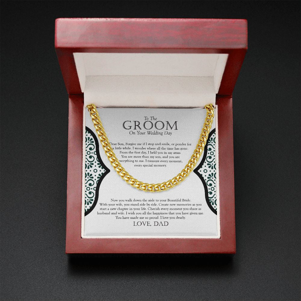 Time Has Gone cuban link chain gold mahogany box led