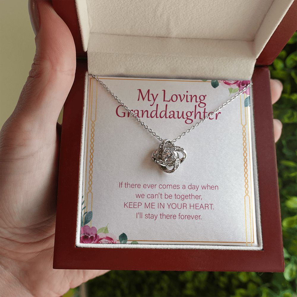 Keep Me In Your Heart love knot necklace luxury led box hand holding