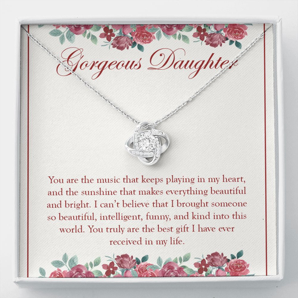 Our Beautiful Sunshine love knot necklace front