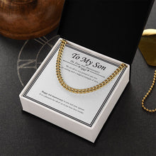 Load image into Gallery viewer, Magical Example Of Love cuban link chain gold box side view
