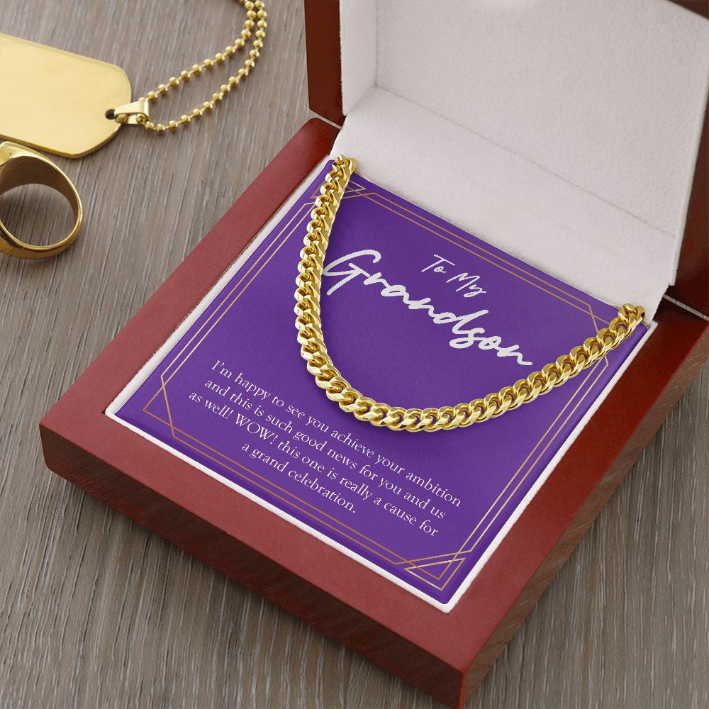 Achieve Your Ambition cuban link chain gold luxury led box