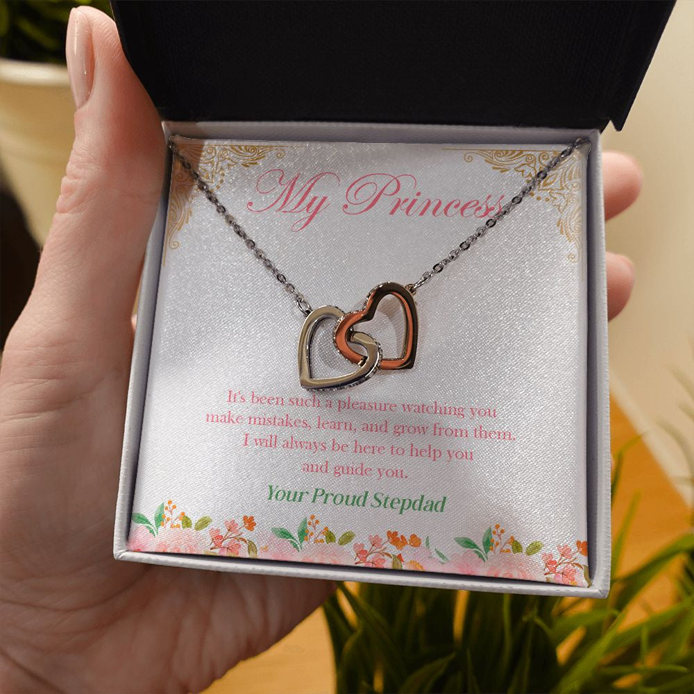 Always Be Here For You interlocking heart necklace in hand