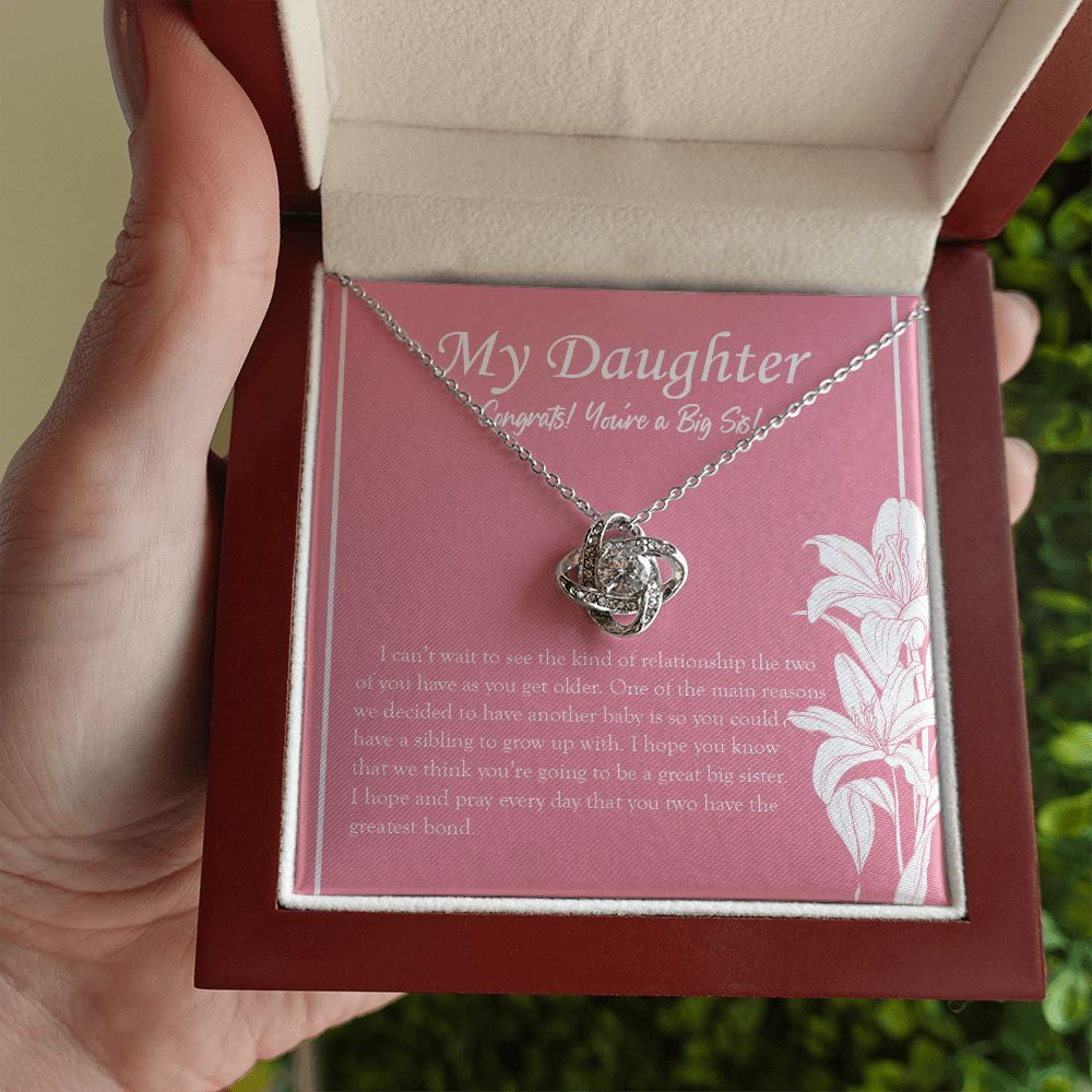 Sibling To Grow Up With love knot necklace luxury led box hand holding