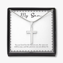 Load image into Gallery viewer, The Man You Will Become stainless steel cross necklace front
