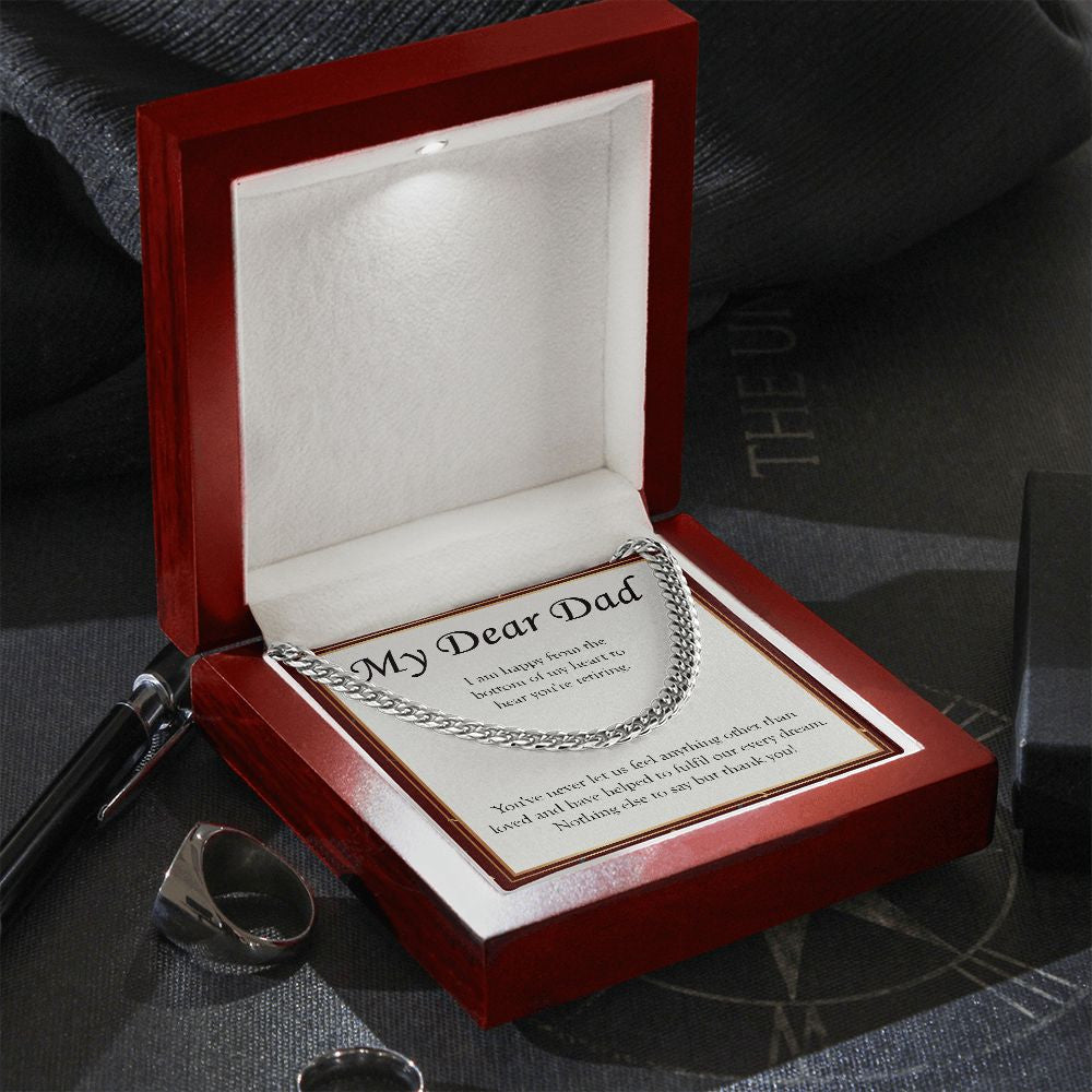 Helped Fulfill Our Dream cuban link chain silver premium led mahogany wood box