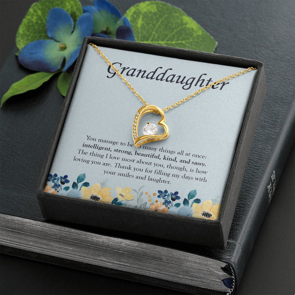 Many Things at Once forever love gold necklace front