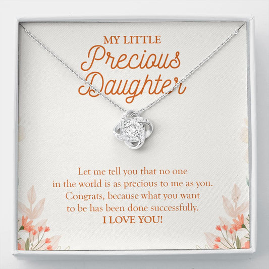 World Precious Daughter love knot necklace front