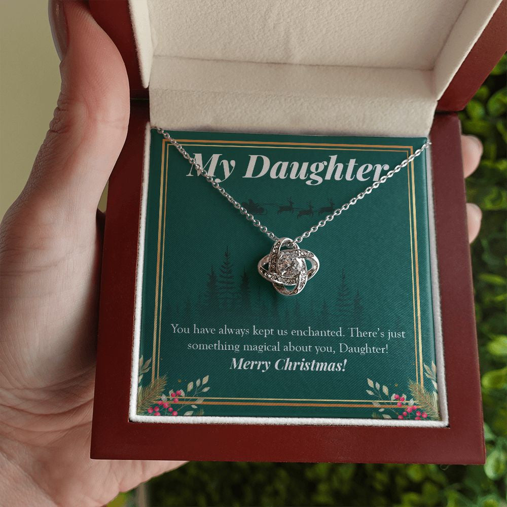 Kept Us Enchanted love knot necklace luxury led box hand holding