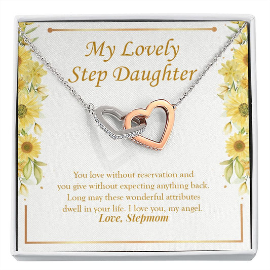 You Love Without Reservation interlocking heart necklace front