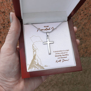 Sincerity, Sacrifice And Success stainless steel cross luxury led box hand holding