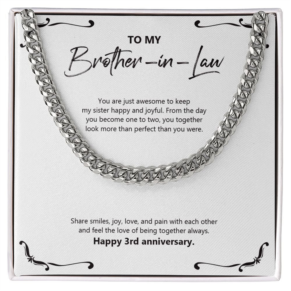 Keep My Sister Happy cuban link chain silver front
