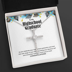 Next Stage Of Your Life cz cross necklace close up
