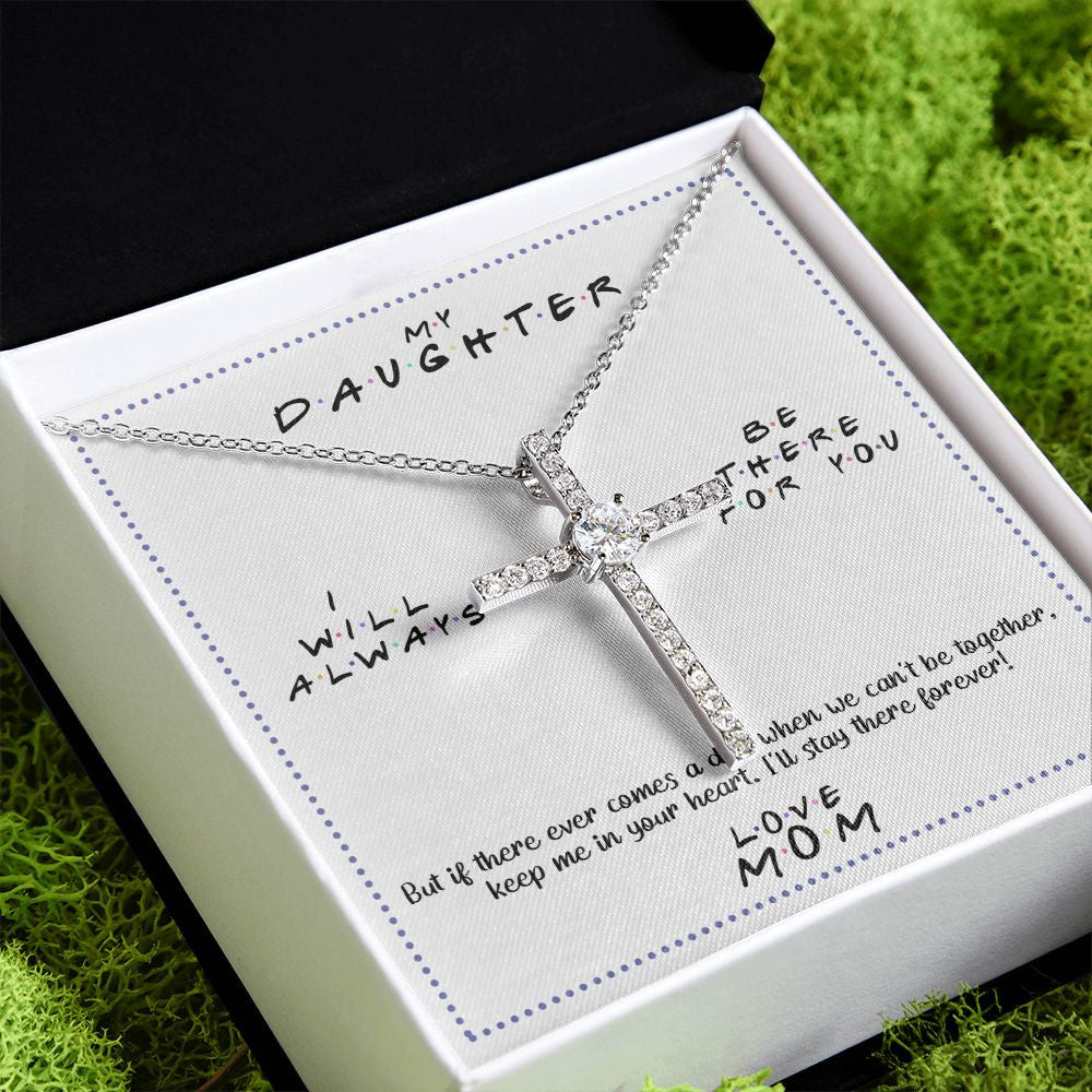 Always Be There cz cross pendant close up