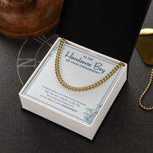Load image into Gallery viewer, Tying The Knot cuban link chain gold box side view
