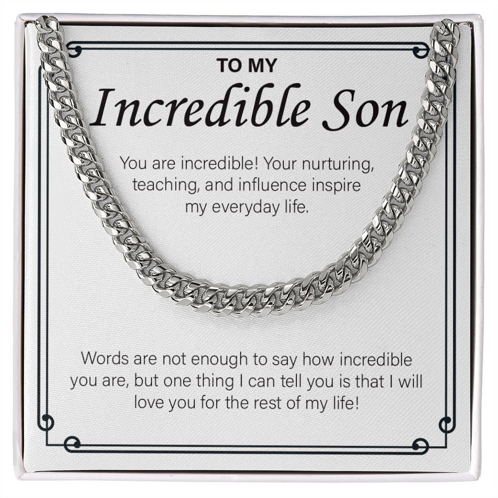 You Are Incredible cuban link chain silver front